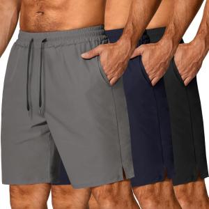 imageCOOFANDY Mens 3 Pack Athletic Running Shorts Gym Workout Short Quick Dry Sports Short with PocketsBlackDark GreyNavy Blue 1 Pack of 3
