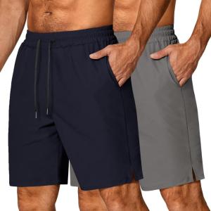 imageCOOFANDY Mens 3 Pack Athletic Running Shorts Gym Workout Short Quick Dry Sports Short with PocketsDark GreyNavy Blue