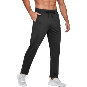 imageCOOFANDY Mens Sweatpants Open Bottom Lightweight Athletic Running Joggers Gym Workout Pants with Zipper PocketsBlack