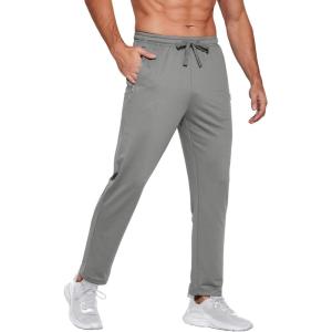 imageCOOFANDY Mens Sweatpants Open Bottom Lightweight Athletic Running Joggers Gym Workout Pants with Zipper PocketsDark Grey