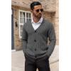 imageCOOFANDY Mens Cardigan Sweater Cable Knit V Neck Button up Sweaters Ribbed Cardigan Sweater with PocketsDark Grey