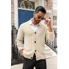 imageCOOFANDY Mens Cardigan Sweater Cable Knit V Neck Button up Sweaters Ribbed Cardigan Sweater with PocketsLight Khaki