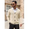 imageCOOFANDY Mens Cardigan Sweater Cable Knit V Neck Button up Sweaters Ribbed Cardigan Sweater with PocketsLight Khaki