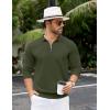 imageCOOFANDY Mens Knit Polo Sweater Casual Long Sleeve Quarter Zip Polo Sweater Classic Golf ShirtsArmy Green