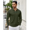 imageCOOFANDY Mens Knit Polo Sweater Casual Long Sleeve Quarter Zip Polo Sweater Classic Golf ShirtsArmy Green