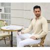 imageCOOFANDY Mens Knit Polo Sweater Casual Long Sleeve Quarter Zip Polo Sweater Classic Golf ShirtsBeige