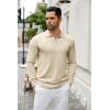 imageCOOFANDY Mens Knit Polo Sweater Casual Long Sleeve Quarter Zip Polo Sweater Classic Golf ShirtsBeige