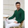 imageCOOFANDY Mens Knit Polo Sweater Casual Long Sleeve Quarter Zip Polo Sweater Classic Golf ShirtsDark Green