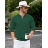 imageCOOFANDY Mens Knit Polo Sweater Casual Long Sleeve Quarter Zip Polo Sweater Classic Golf ShirtsDark Green