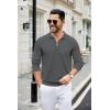 imageCOOFANDY Mens Knit Polo Sweater Casual Long Sleeve Quarter Zip Polo Sweater Classic Golf ShirtsDark Grey