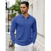 imageCOOFANDY Mens Knit Polo Sweater Casual Long Sleeve Quarter Zip Polo Sweater Classic Golf ShirtsDenim Blue