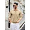 imageCOOFANDY Mens Knit Polo Sweater Casual Long Sleeve Quarter Zip Polo Sweater Classic Golf ShirtsKhaki