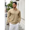 imageCOOFANDY Mens Knit Polo Sweater Casual Long Sleeve Quarter Zip Polo Sweater Classic Golf ShirtsKhaki