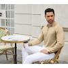 imageCOOFANDY Mens Knit Polo Sweater Casual Long Sleeve Quarter Zip Polo Sweater Classic Golf ShirtsKhaki