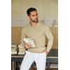 imageCOOFANDY Mens Knit Polo Sweater Casual Long Sleeve Quarter Zip Polo Sweater Classic Golf ShirtsKhaki