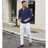 imageCOOFANDY Mens Knit Polo Sweater Casual Long Sleeve Quarter Zip Polo Sweater Classic Golf ShirtsNavy Blue