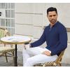 imageCOOFANDY Mens Knit Polo Sweater Casual Long Sleeve Quarter Zip Polo Sweater Classic Golf ShirtsNavy Blue