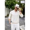 imageCOOFANDY Mens Knit Polo Sweater Casual Long Sleeve Quarter Zip Polo Sweater Classic Golf ShirtsWhite