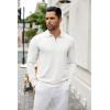 imageCOOFANDY Mens Knit Polo Sweater Casual Long Sleeve Quarter Zip Polo Sweater Classic Golf ShirtsWhite