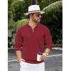 imageCOOFANDY Mens Knit Polo Sweater Casual Long Sleeve Quarter Zip Polo Sweater Classic Golf ShirtsWine Red