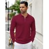 imageCOOFANDY Mens Knit Polo Sweater Casual Long Sleeve Quarter Zip Polo Sweater Classic Golf ShirtsWine Red