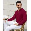 imageCOOFANDY Mens Knit Polo Sweater Casual Long Sleeve Quarter Zip Polo Sweater Classic Golf ShirtsWine Red