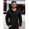 imageCOOFANDY Mens Quarter Sweatshirt Quilted Long Sleeve Mock Neck Active Sweater Waffle Pullover Polo Shirts With PocketsBlack