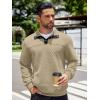 imageCOOFANDY Mens Quarter Sweatshirt Quilted Long Sleeve Mock Neck Active Sweater Waffle Pullover Polo Shirts With PocketsCoffee
