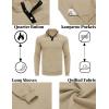 imageCOOFANDY Mens Quarter Sweatshirt Quilted Long Sleeve Mock Neck Active Sweater Waffle Pullover Polo Shirts With PocketsCoffee New