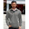 imageCOOFANDY Mens Quarter Sweatshirt Quilted Long Sleeve Mock Neck Active Sweater Waffle Pullover Polo Shirts With PocketsLight Grey