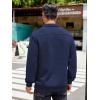 imageCOOFANDY Mens Quarter Sweatshirt Quilted Long Sleeve Mock Neck Active Sweater Waffle Pullover Polo Shirts With PocketsNavy Blue