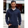 imageCOOFANDY Mens Quarter Sweatshirt Quilted Long Sleeve Mock Neck Active Sweater Waffle Pullover Polo Shirts With PocketsNavy Blue