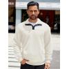 imageCOOFANDY Mens Quarter Sweatshirt Quilted Long Sleeve Mock Neck Active Sweater Waffle Pullover Polo Shirts With PocketsWhite