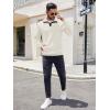 imageCOOFANDY Mens Quarter Sweatshirt Quilted Long Sleeve Mock Neck Active Sweater Waffle Pullover Polo Shirts With PocketsWhite New2