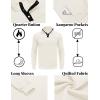 imageCOOFANDY Mens Quarter Sweatshirt Quilted Long Sleeve Mock Neck Active Sweater Waffle Pullover Polo Shirts With PocketsWhite New2