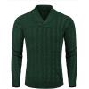 imageCOOFANDY Mens Shawl Collar Pullover Sweater Slim Fit Casual Button Cable Knit SweatersGreen