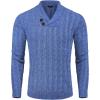 imageCOOFANDY Mens Shawl Collar Pullover Sweater Slim Fit Casual Button Cable Knit SweatersLight Blue
