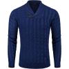 imageCOOFANDY Mens Shawl Collar Pullover Sweater Slim Fit Casual Button Cable Knit SweatersRoyal Blue
