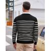 imageCOOFANDY Mens V Neck Dress Sweater Knit Long Sleeve Slim Fit Sweaters Fashion Pullover SweaterBalck White Stripe