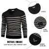 imageCOOFANDY Mens V Neck Dress Sweater Knit Long Sleeve Slim Fit Sweaters Fashion Pullover SweaterBalck White Stripe