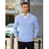 imageCOOFANDY Mens V Neck Dress Sweater Knit Long Sleeve Slim Fit Sweaters Fashion Pullover SweaterBlue