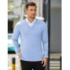 imageCOOFANDY Mens V Neck Dress Sweater Knit Long Sleeve Slim Fit Sweaters Fashion Pullover SweaterBlue