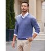imageCOOFANDY Mens V Neck Dress Sweater Knit Long Sleeve Slim Fit Sweaters Fashion Pullover SweaterBlue and White