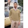 imageCOOFANDY Mens V Neck Dress Sweater Knit Long Sleeve Slim Fit Sweaters Fashion Pullover SweaterCreamcolored
