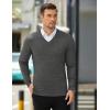 imageCOOFANDY Mens V Neck Dress Sweater Knit Long Sleeve Slim Fit Sweaters Fashion Pullover SweaterDark Gray