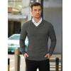 imageCOOFANDY Mens V Neck Dress Sweater Knit Long Sleeve Slim Fit Sweaters Fashion Pullover SweaterDark Gray