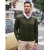 imageCOOFANDY Mens V Neck Dress Sweater Knit Long Sleeve Slim Fit Sweaters Fashion Pullover SweaterDeep Army Green