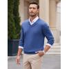 imageCOOFANDY Mens V Neck Dress Sweater Knit Long Sleeve Slim Fit Sweaters Fashion Pullover SweaterDenim Blue