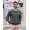 imageCOOFANDY Mens V Neck Dress Sweater Knit Long Sleeve Slim Fit Sweaters Fashion Pullover SweaterGrey
