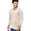 imageCOOFANDY Mens V Neck Dress Sweater Knit Long Sleeve Slim Fit Sweaters Fashion Pullover SweaterKhaki